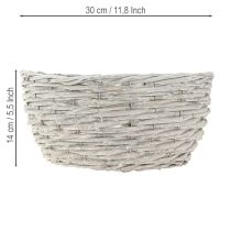 položky Sada prútených kvetinových košov, bielo-sivá, dekorácia v štýle shabby chic, 3 kusy