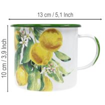 položky Smaltovaný kvetináč, dekoratívny kvetináč s citrónovou vetvičkou, kvetináč v stredomorskom štýle Ø9,5 cm V10 cm
