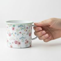 položky Dekoratívny pohár na výsadbu ruží smaltovaný s uchom biely Ø9,5cm
