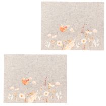 položky Plstené prestieranie s motívom kvetov – štýlové prestieranie na prírodnú dekoráciu stola 45x35cm 2 kusy