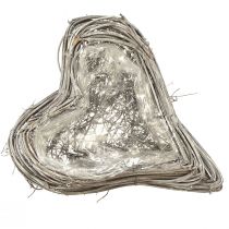 položky Dekorácia z ratanu v tvare srdca, rastlina, ratanové popínavé rastliny, biele 20x24cm