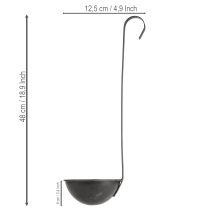 položky Miska na rastliny, ozdobná stierka, antracitová, Ø12,5 cm, 3 kusy