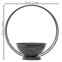položky Miska s nohou, ozdobný krúžok, kov, antracit, V29 cm, 2 kusy