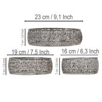 položky Dekoratívna kovová miska, sivo-biely vzor, Ø16/19,5/23,5 cm, sada 3 kusov
