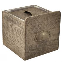 položky Drevená súprava zásuviek s úchytom, hnedá stieraná - rustikálny úložný priestor, sada rôznych veľkostí, 4 kusy