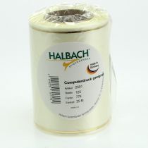 položky Krémová stuha na veniec so zlatým okrajom, supersaténová, šírka 125 mm, dĺžka 25 m - vodeodolná, ideálna na tlač na počítači a šetrná k životnému prostrediu