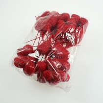 položky Sisalové srdce 5cm červené na palici 24 ks