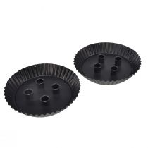 položky Kovový svietnik v tvare torty – Čierny, Ø 24 cm – Elegantná stolová dekorácia pre 4 sviečky – 2 kusy