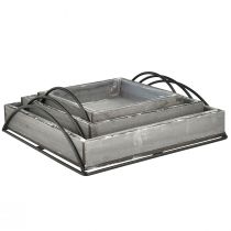 položky Všestranná súprava sivých drevených podnosov – rôzne veľkosti – štýlové riešenie na skladovanie a podávanie – súprava 3 kusov