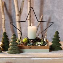 položky Vianočná dekorácia na stôl z vločkových jedlí, zelená 16,5 cm, 4 kusy