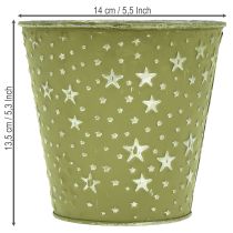 Článok Striebornozelený kvetináč, kovový kvetináč s hviezdičkami, Ø14 cm