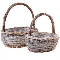 položky Prútený kôš s rúčkou oválna prírodná biela L32/40cm – sada 2 kusov