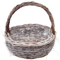 položky Prútený kôš s rúčkou oválna prírodná biela L32/40cm – sada 2 kusov