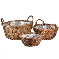 položky Rustikálna súprava prútených košíkov s rúčkami na prenášanie - 3 veľkosti (40 cm, 33 cm, 26 cm) - Multifunkčné pre dom a záhradu - Súprava 3 kusov