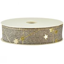 položky Vianočná stuha s hviezdičkami stuha čierne biele zlato 25mm 18m