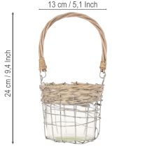 položky Závesná lampiónová dekorácia, kov, sklo, vŕba, Ø13cm V12cm, 2 kusy