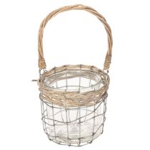 položky Závesný lampión, sklo, kov, vŕba, Ø14,5 cm, 2 kusy