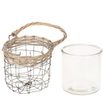 položky Závesný lampión, sklo, kov, vŕba, Ø14,5 cm, 2 kusy