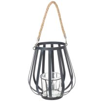 položky Kovový lampáš so sklom, antracit, Ø23cm, V27cm