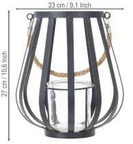 položky Kovový lampáš so sklom, antracit, Ø23cm, V27cm