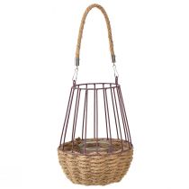 položky Lucerna s rúčkou a sklom fialové prírodné Ø18cm V22cm