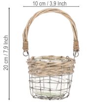 položky Držiak na čajové sviečky, sklo, kov, vŕbové prútie, Ø10,5 cm, 3 kusy