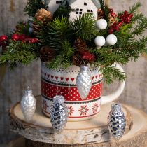 položky Zmes sklenených kornútkov strieborných 5cm 14 ks