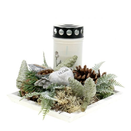 Floristik24 Drevený podnos biely 20cmx20cm