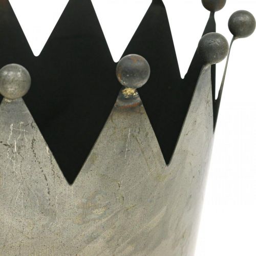 položky Deko korunka starožitný vzhľad šedá kovová dekorácia Ø17,5cm V17,5cm