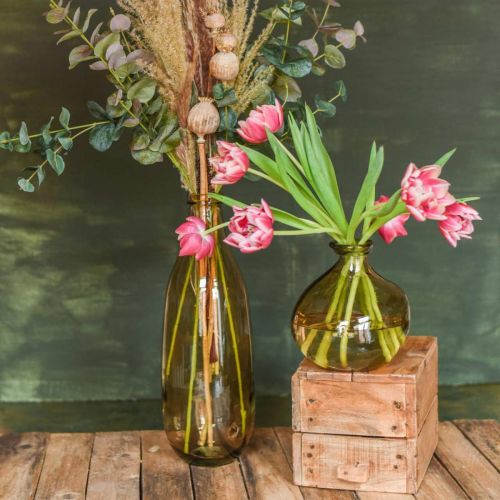 položky Sklenená váza hnedá veľká podlahová váza alebo stolová dekorácia sklo Ø15cm V40cm