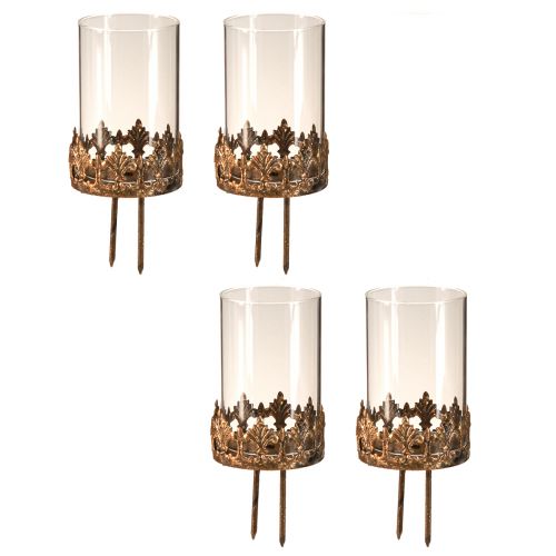Floristik24 Svietnik na čajovú sviečku so sklom na zasunutie starožitného vzhľadu zlatá Ø5,5cm 4 kusy