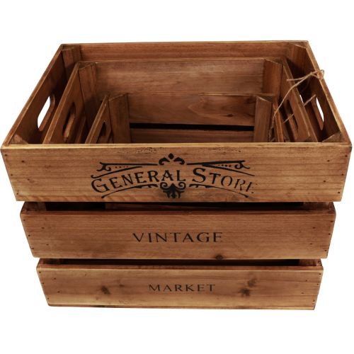položky Vintage drevená dekoratívna flambovaná krabička 38cm/32cm/26cm sada 3 ks