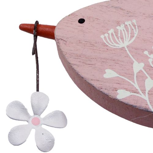 položky Dekorácia vtáčik jarná dekorácia závesná dekorácia drevo ružová 15×8,5cm
