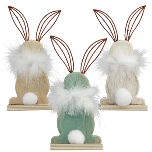 položky Dekoračný zajačik drevený zajačik s pierkami Veľkonočná dekorácia V17,5cm 3ks