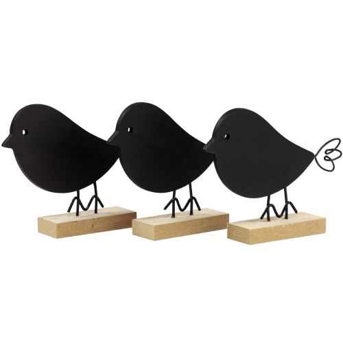 Dekoračné vtáčiky čierne drevené vtáčiky drevená dekorácia pružina 13,5cm 6ks