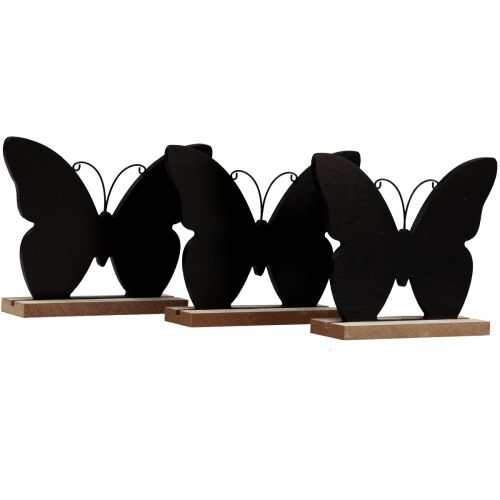 Floristik24 Stolová dekorácia drevená dekorácia motýľ čierny prírodný 12cm 6ks
