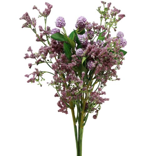 Floristik24 Umelá kvetinová kytica hodvábne kvety bobuľová vetvička fialová 51cm