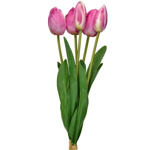 Floristik24 Ružové tulipány Dekorácia Real Touch Umelé kvety jar 49cm 5ks