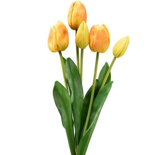 položky Oranžovožlté tulipány Dekorácia Real Touch Umelé kvety 49cm 5ks