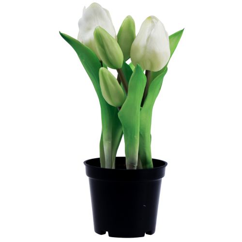 Floristik24 Umelé tulipány v kvetináči Biele tulipány umelé kvety 22cm