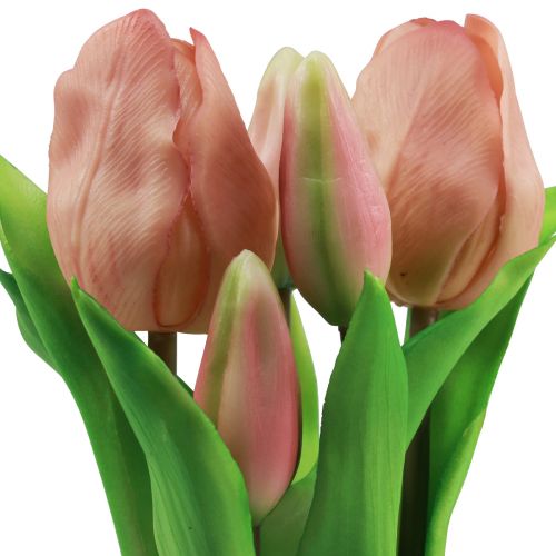 položky Umelé tulipány v kvetináči Tulipány Broskyňové umelé kvety 22cm