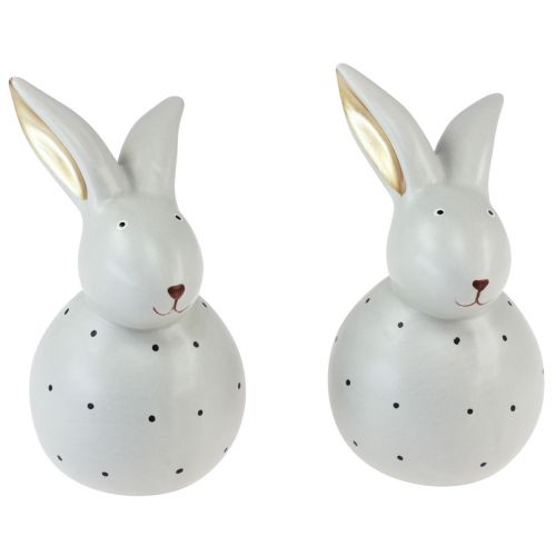 Floristik24 Veľkonočný zajačik ozdobné figúrky králiky s bodkovým vzorom 17cm 2ks