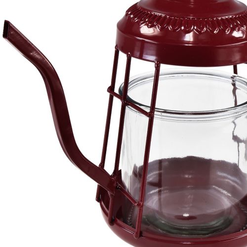 položky Svietnik na čajovú sviečku sklenený lampáš čajník červený Ø15cm V26cm