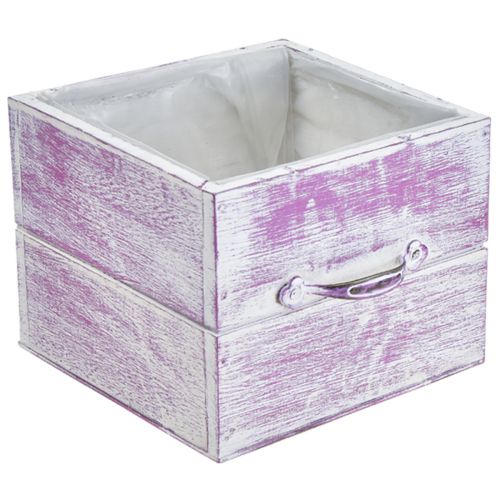 položky Zásuvka na rastliny s rúčkou ružové biele drevo 12/15 cm sada 2 ks