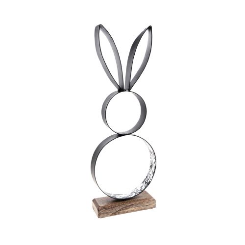 položky Veľkonočný zajačik čierne strieborné zajace kov drevo 13,5×37cm