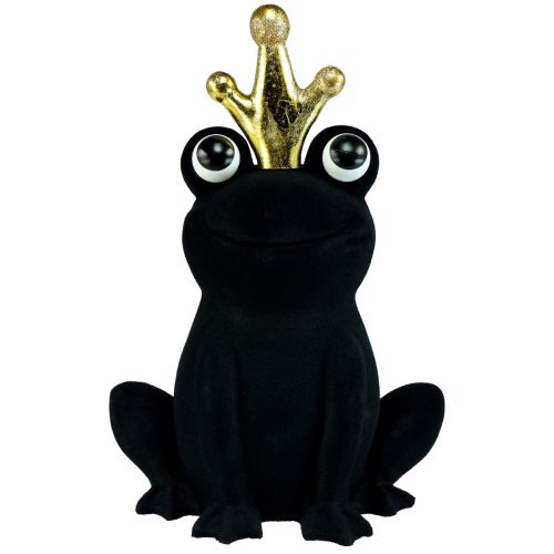položky Dekoračná žabka, žabí princ, jarná dekorácia, žabka so zlatou korunkou čierna 40,5cm
