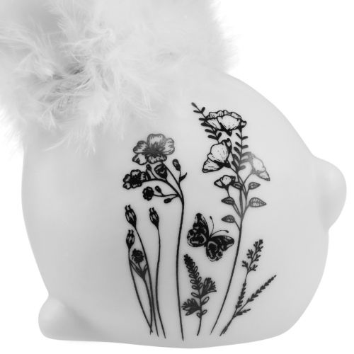 položky Keramický zajačik biele sediace kvety pierka 9×7×14cm 2ks