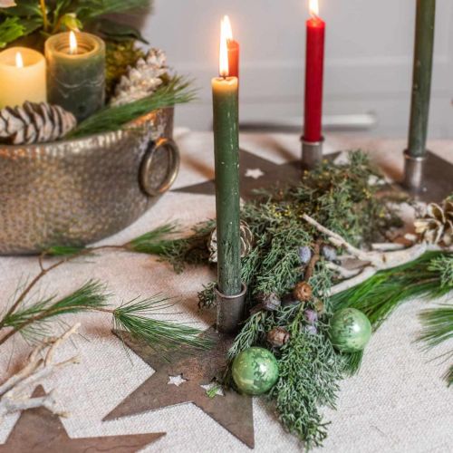 položky Kovová dekorácia hviezda, svietnik na vianočné striebro, starožitný vzhľad 20cm×19,5cm
