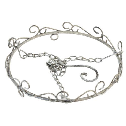 Floristik24 Závesná dekorácia kovová dekorácia šedá biela vintage Ø20cm V30cm