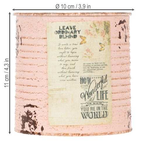 položky Dekoratívny kvetináč v plechovke lososový, kovový, letná dekorácia Ø11cm V10,5cm